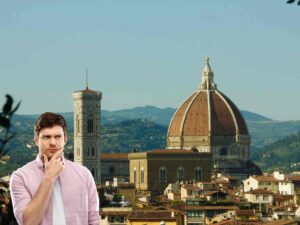 citta di firenze e profilo uomo dubbioso